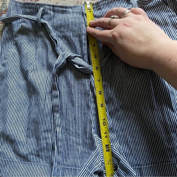Tie Waist Striped Shorts High Waist Casual Trouser Shorts Size Medium - Picture 12 of 16